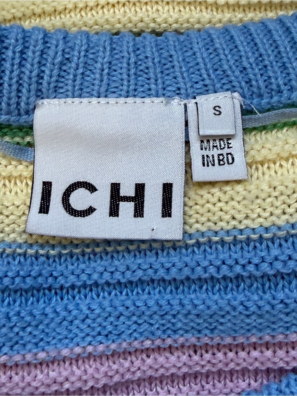 Ichi Womens Ribbed Knit Stripe Sweater Vest Size S Blue Multi Pastel Soft Girl - Picture 2 of 7